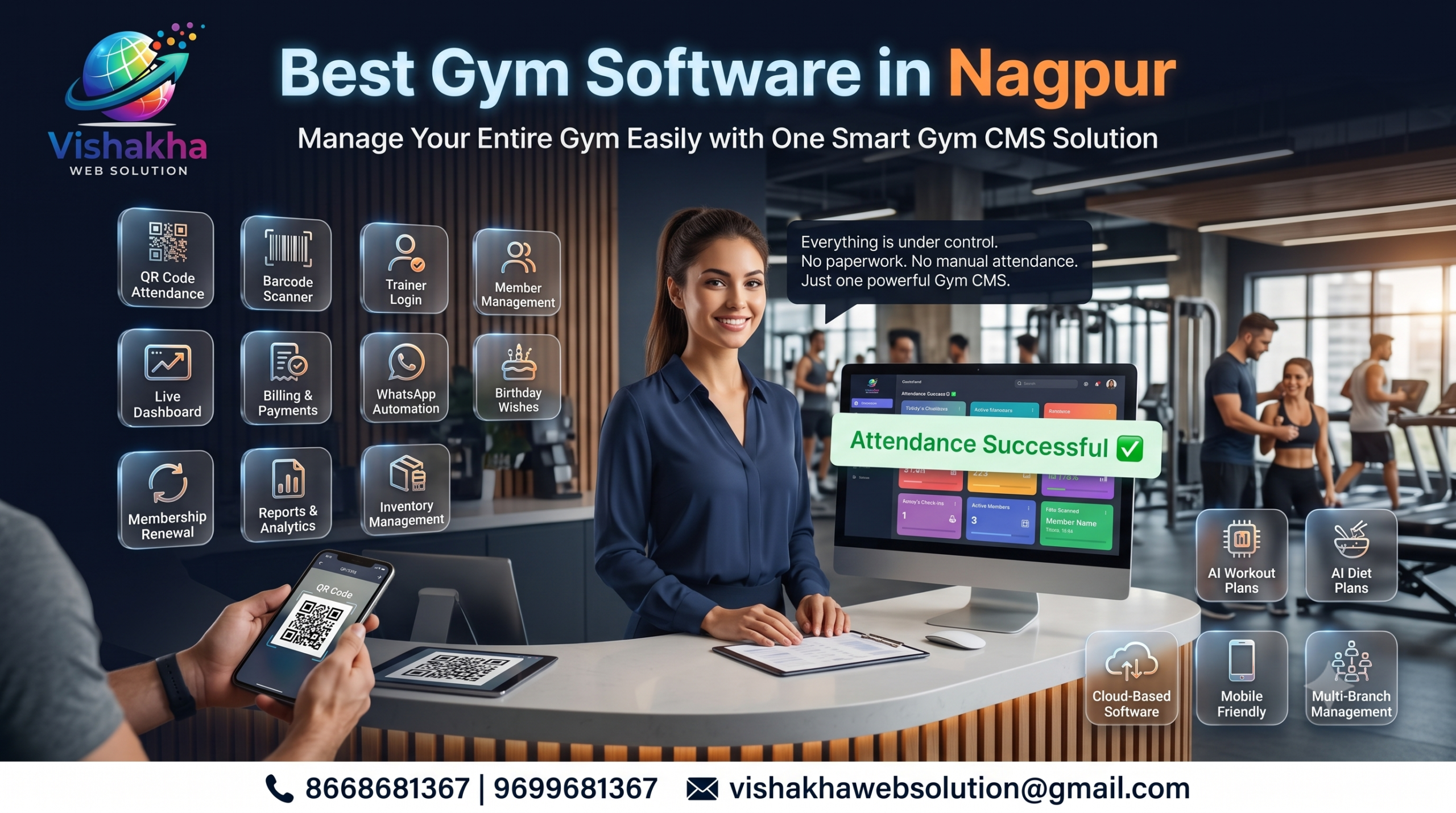 Gym owner trust in Vishakha Web Solution software
